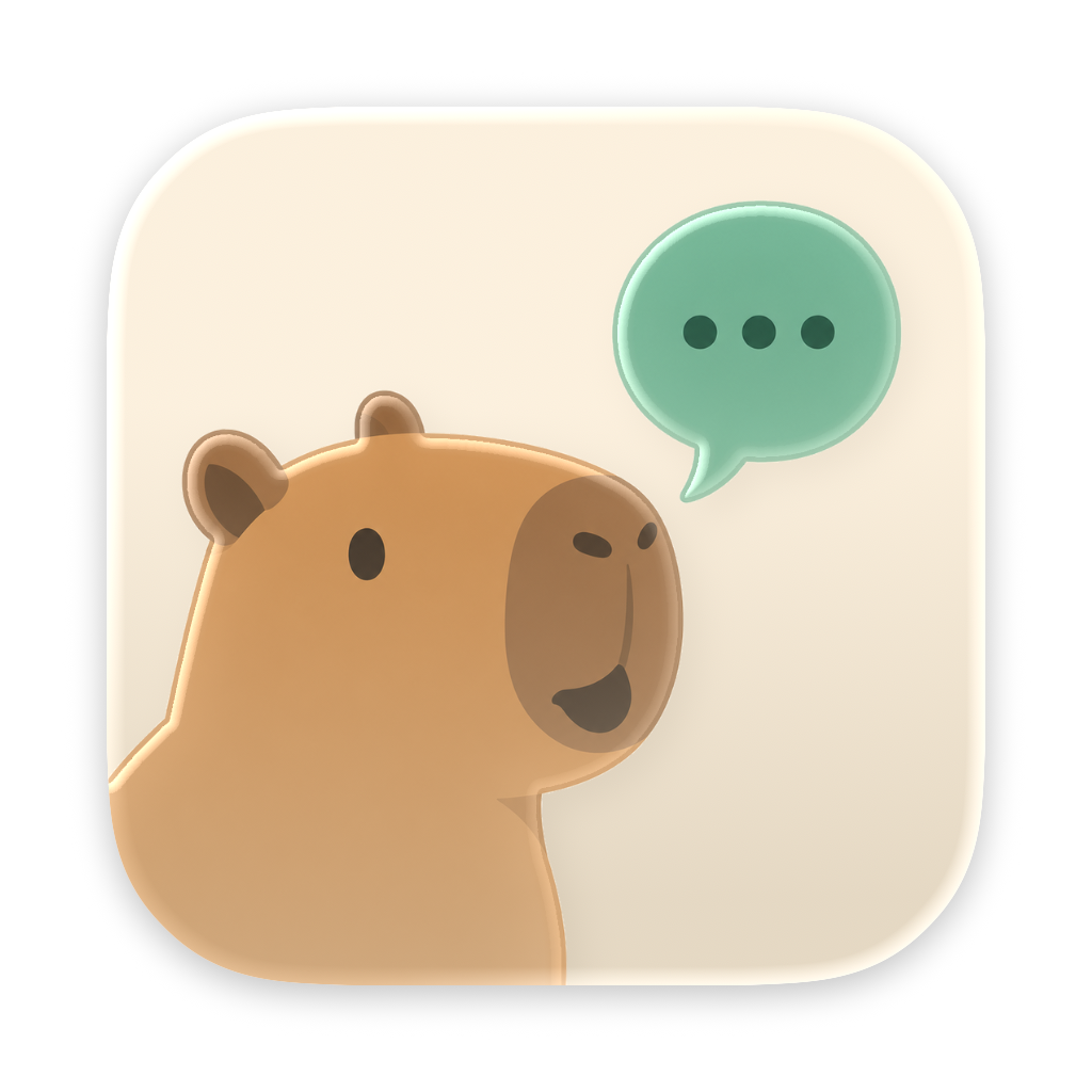 The YapToText app icon: a capybara with a speech bubble.